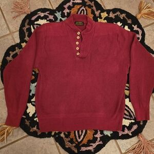 🔥🔥Y2K Eddie Bauer Men's Red Sweater with Button Detail🔥🔥 Size M